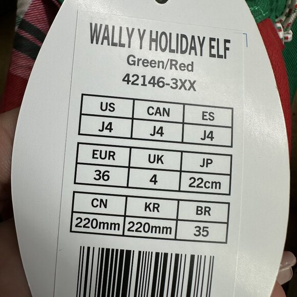 Hey Dude Kids size 4 Holiday Elf Green Red Slip On Shoes - Picture 8 of 8